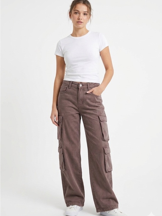 PacSun Pants - PacSun Brown Cargo Pants Women’s 23 Low Rise Baggy Wide Leg Y2K Streetwear
